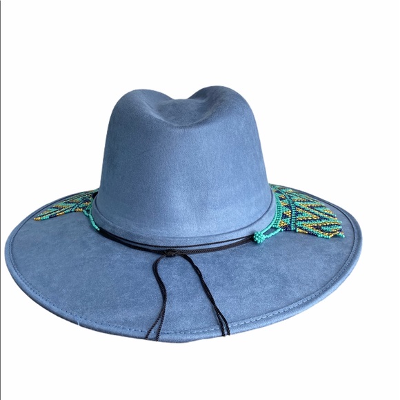 Suede Cowgirl Hat with Beaded Huichol Hat Band